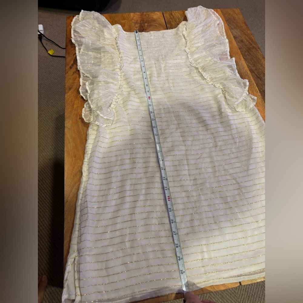 Amuse Society Cream with gold stripes dress. Ruffle sleeves. Only used twice.